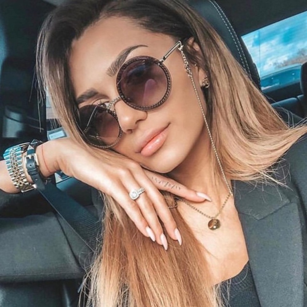 Authentic Brand New Chanel Sunglasses Round Shape Double Chains